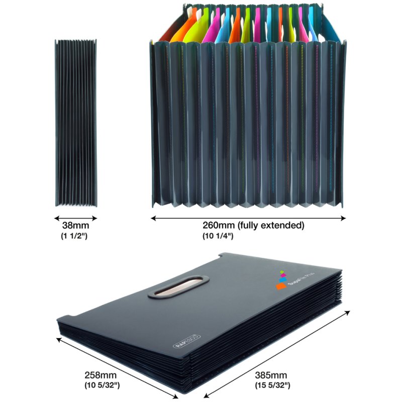 RAPESCO expanding document folder A4+, 13 compartments, black