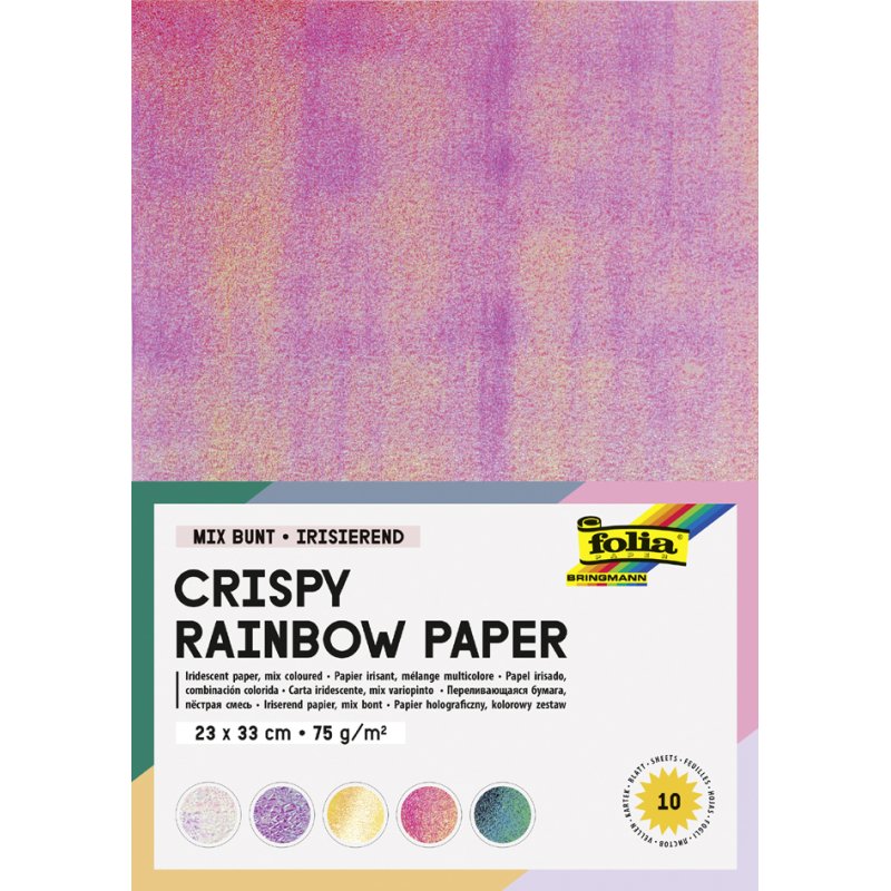 folia iriserend papier 75g/m², 230×330 mm, 5 kleuren, 10 vel