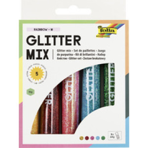 folia glitterpoeder Rainbow mix, 5 tubes à 14 gram, PET