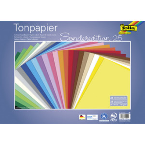 folia gekleurd tekenpapier A2, 130 g/m², 25 kleuren gesorteerd, 25 vel
