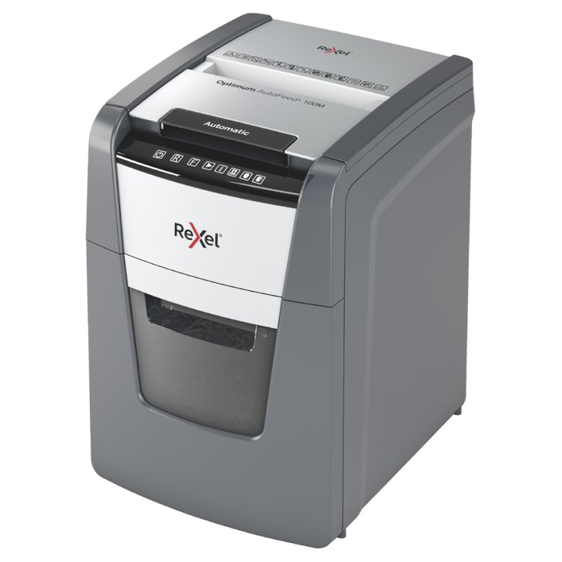 Rexel destructeur de papier Optimum AutoFeed+ 100X, bandes 4×28 mm, sécurité P-4, 100 feuilles