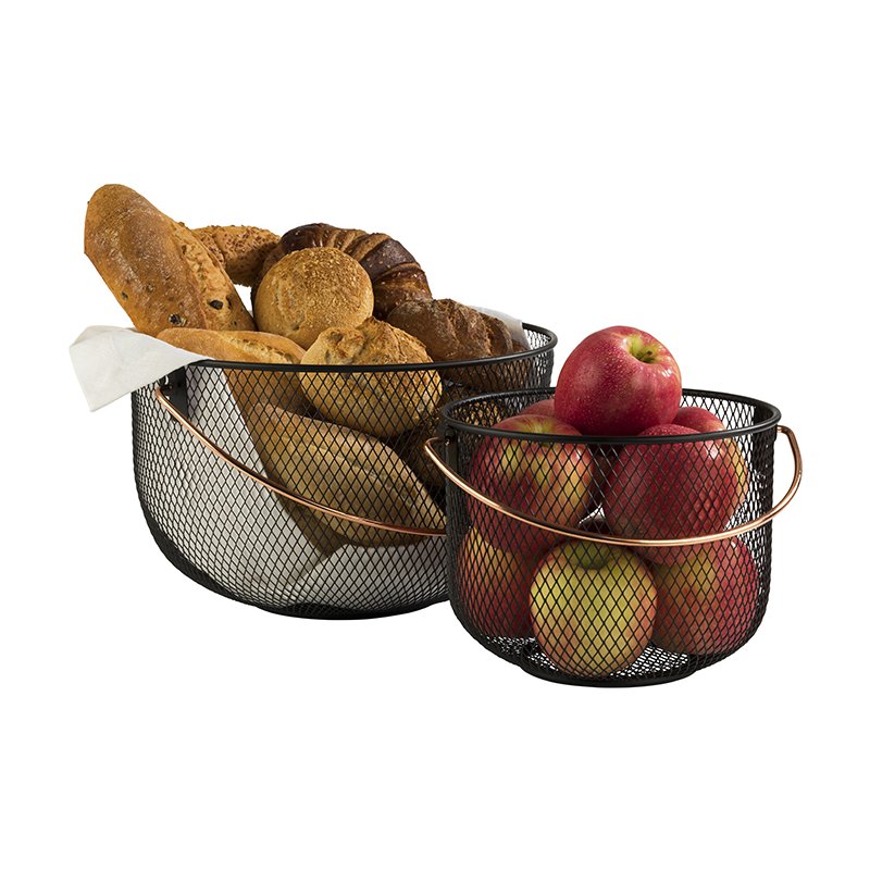APS corbeille à pain et fruits ronde, métal noir, diamètre 300 mm, hauteur 190 mm