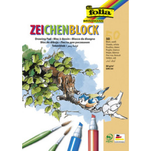 folia tekenpapierblok A4, wit papier, 80 g/m², 50 vel