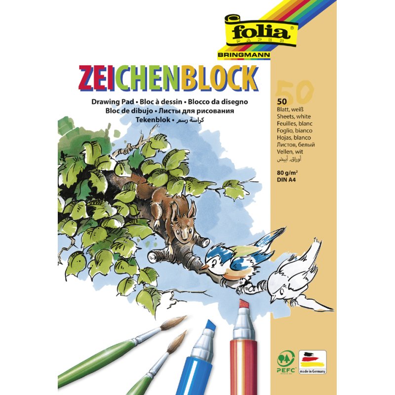 folia tekenblok A3, wit papier, 80 g/m², 25 vel