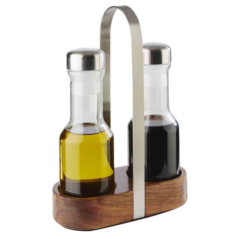 APS ensemble vinaigre et huile WOOD, bois d'acacia/acier inoxydable, 160×75×245 mm