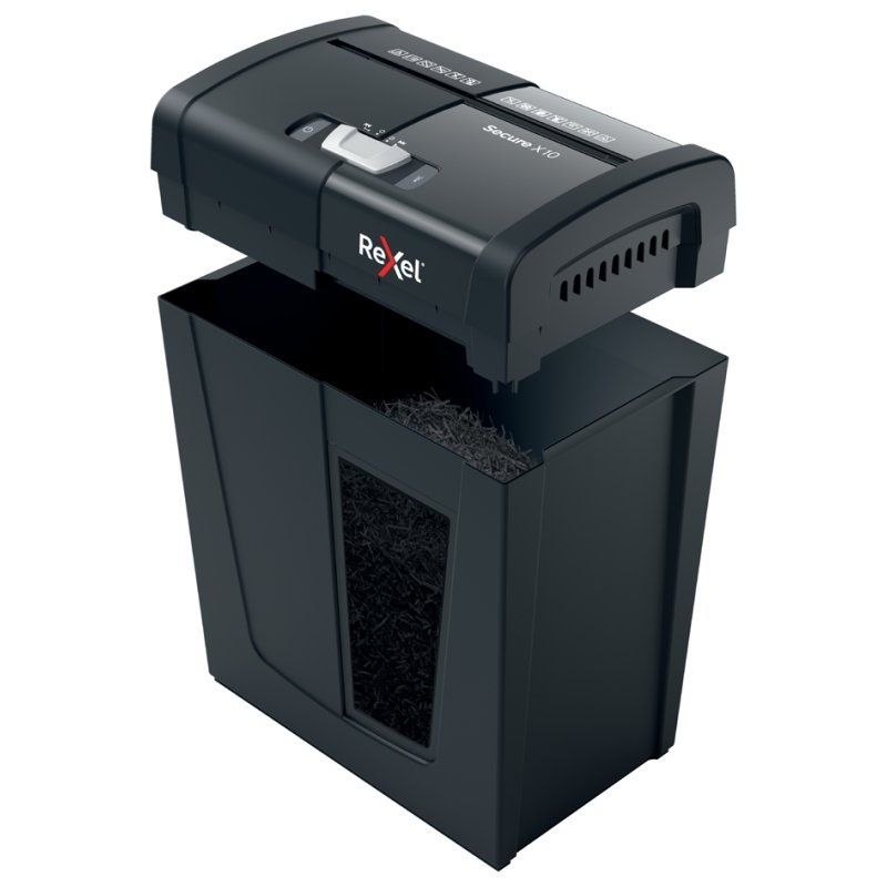 Rexel Secure X10 destructeur de papier, sécurité P-4, 10 feuilles, noir