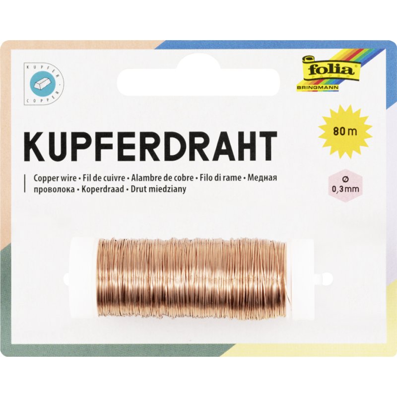 folia gouden draad, 0,3 mm × 80 m, messing