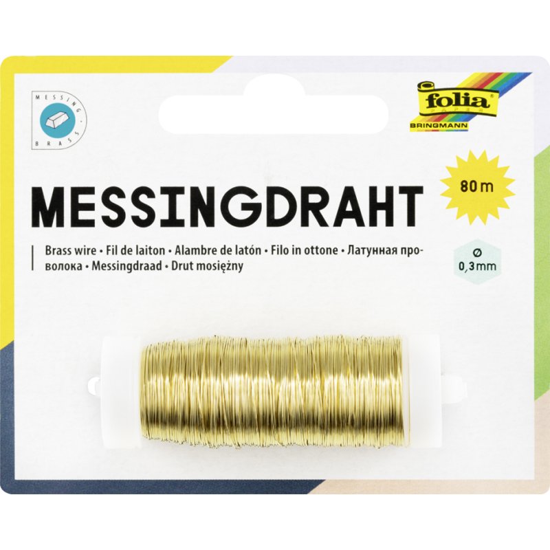 folia gouden draad, 0,3 mm × 80 m, messing