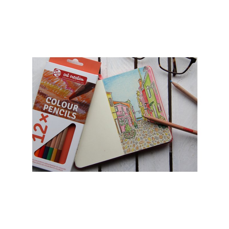 Royal Talens Art Creation crayons de couleur, ronds, étui de 12