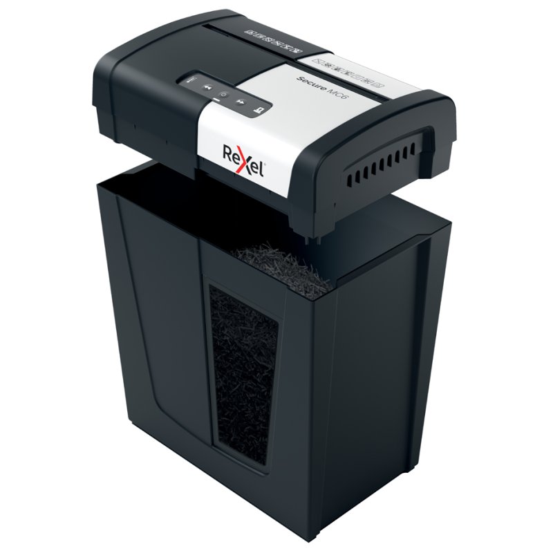 Rexel Secure MC6 paper shredder, black, micro-cut, 6 sheets, 18 litres