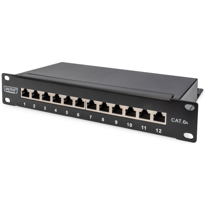 DIGITUS panneau de brassage Cat. 6A, 10 pouces, blindé, 12 ports