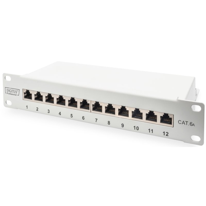 DIGITUS panneau de brassage Cat. 6A, 10 pouces, blindé, 12 ports