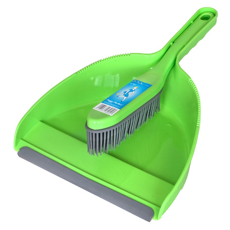 Peggy Perfect set de balai avec brosse à main en caoutchouc, couleurs assorties