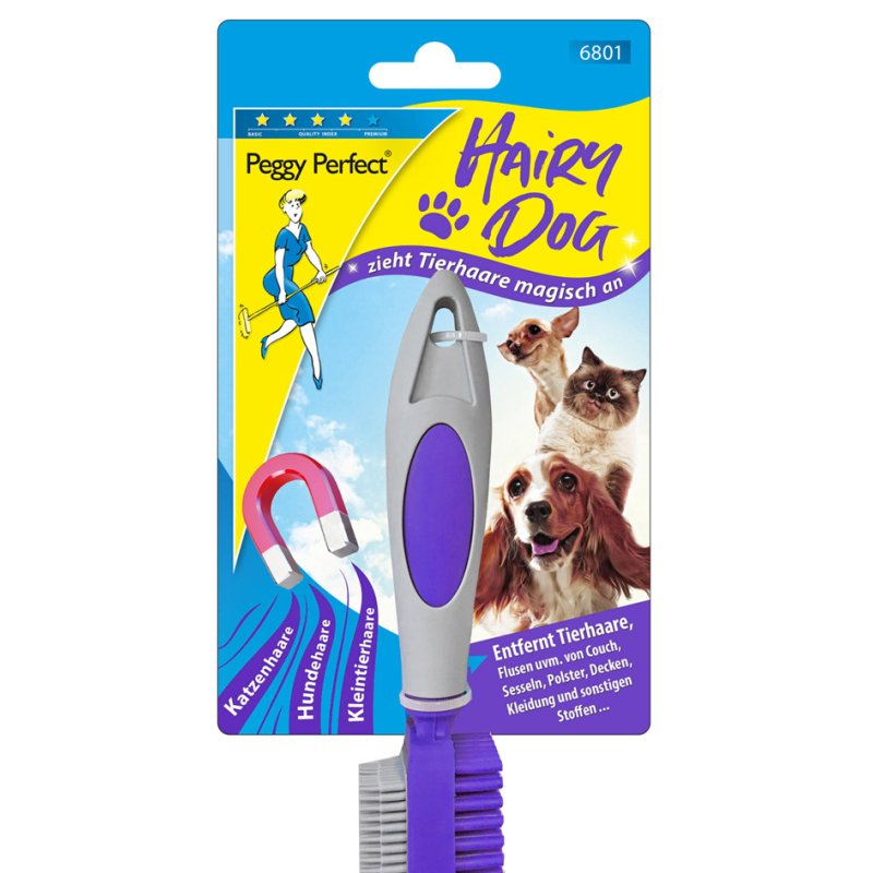 Peggy Perfect pet hair brush Hairy Dog, lilac/grey, plastic, rubber bristles