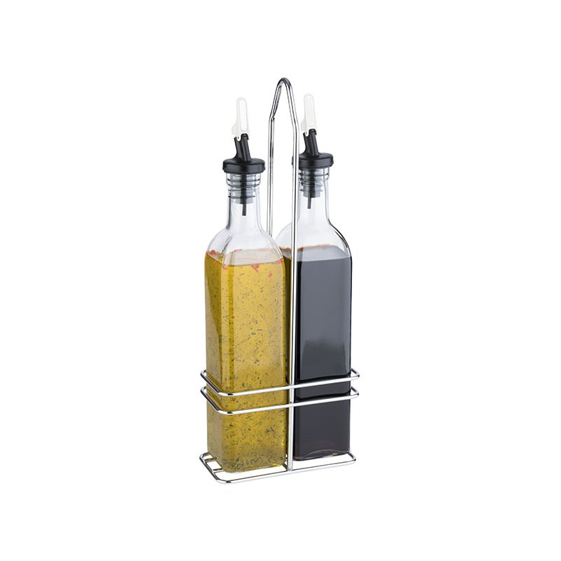 APS Distributeur vinaigre et huile verre, transparent/argent, sans gouttes