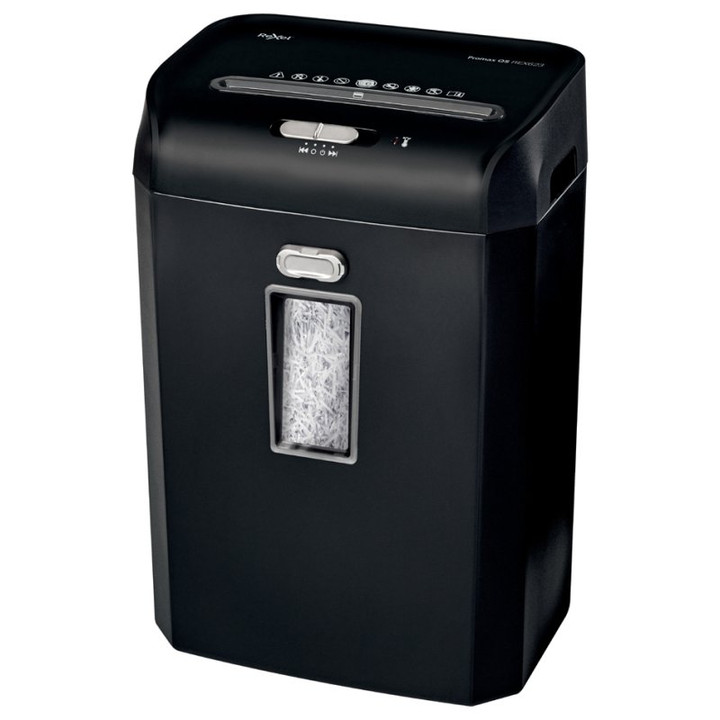 REXEL ProMax QS paper shredder, 4×40 mm cuts, P-4 security, black
