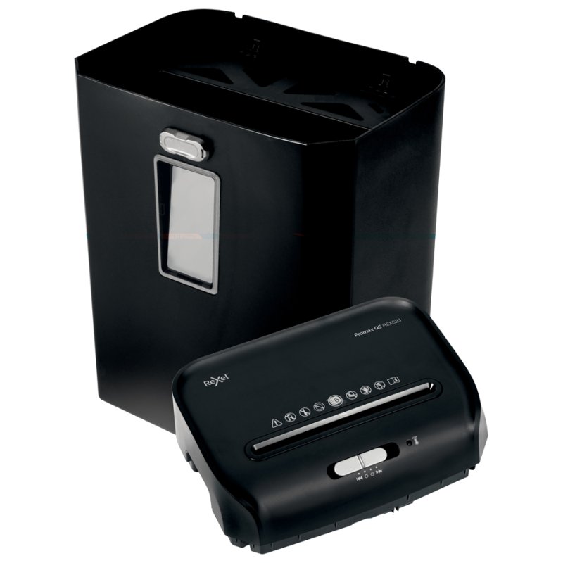 REXEL ProMax QS paper shredder, 4×40 mm cuts, P-4 security, black