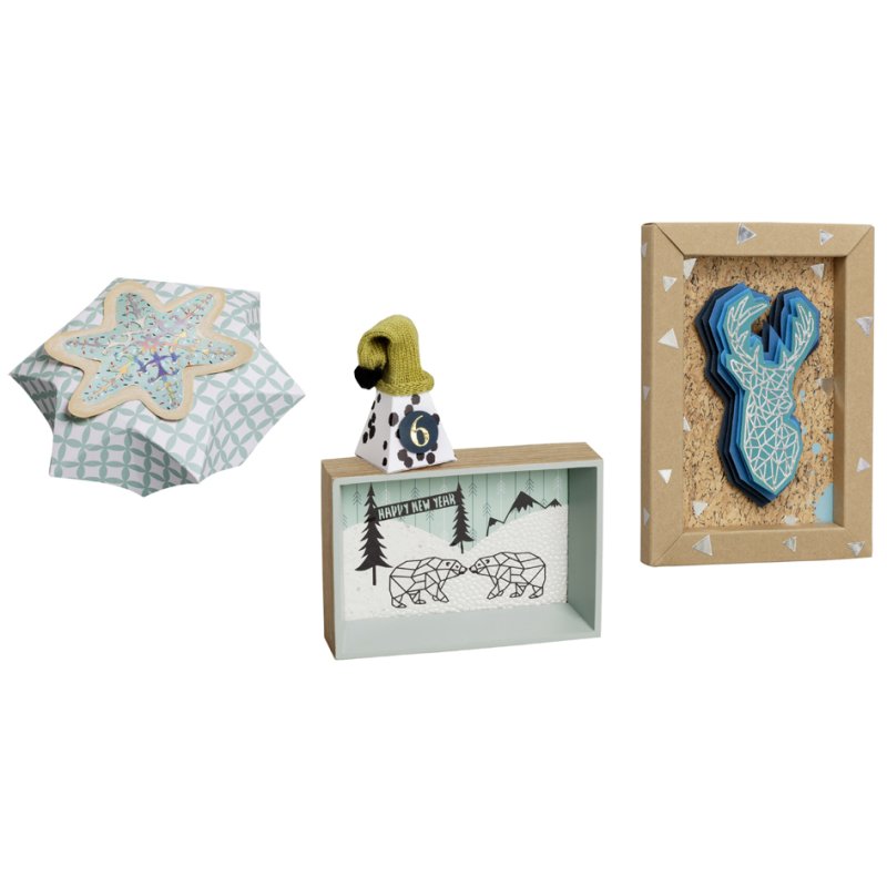 folia reliëfstickers Kerst, 100×240 mm, zwart/goud/zilver/koper/iriserend, 10 vel
