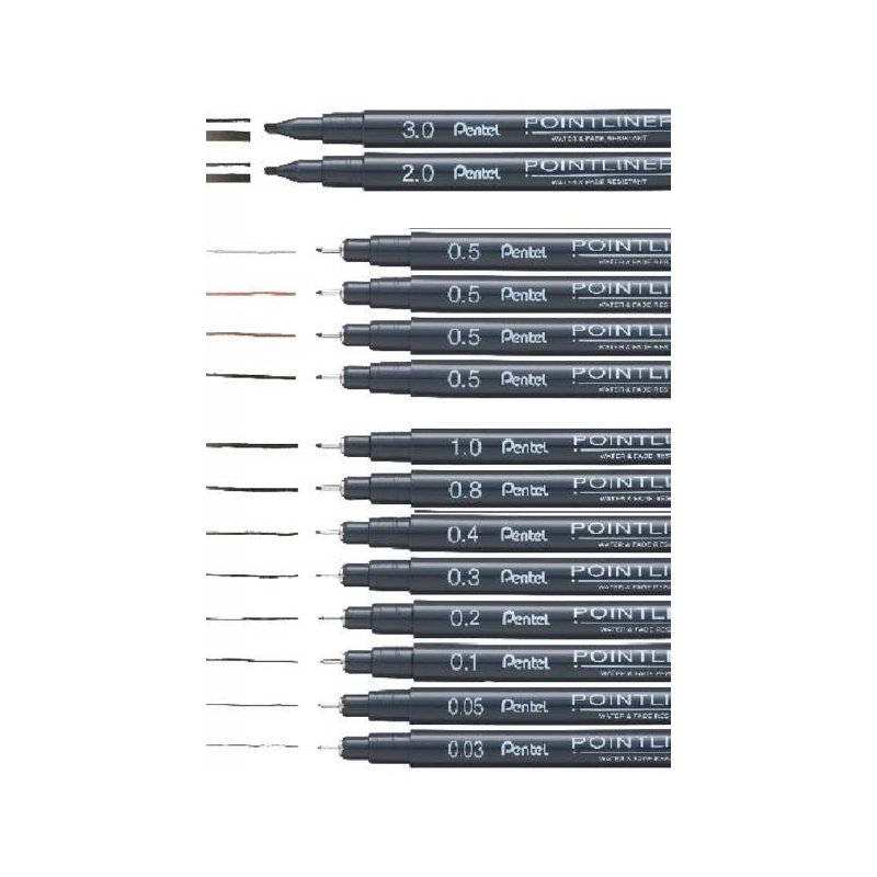 Pentel PentelArts fineliner, permanent, noir, 3,0 mm