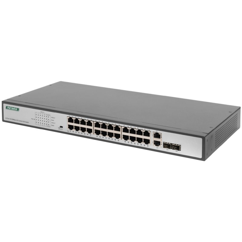DIGITUS Commutateur Fast Ethernet PoE 19", 24 ports, non géré