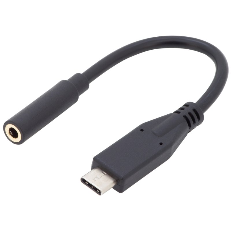 DIGITUS USB-C audio adapterkabel, 3,5 mm jack, zwart, 0,2 m