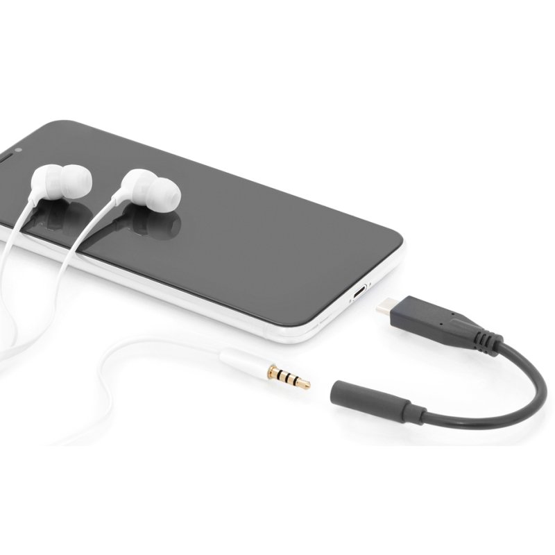 DIGITUS USB-C audio adapterkabel, 3,5 mm jack, zwart, 0,2 m