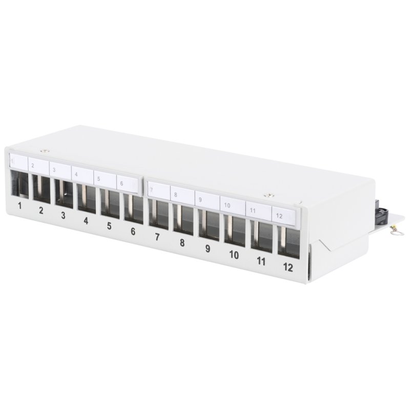 DIGITUS panneau de connexion modulaire de bureau, blindé, 12 ports, gris clair