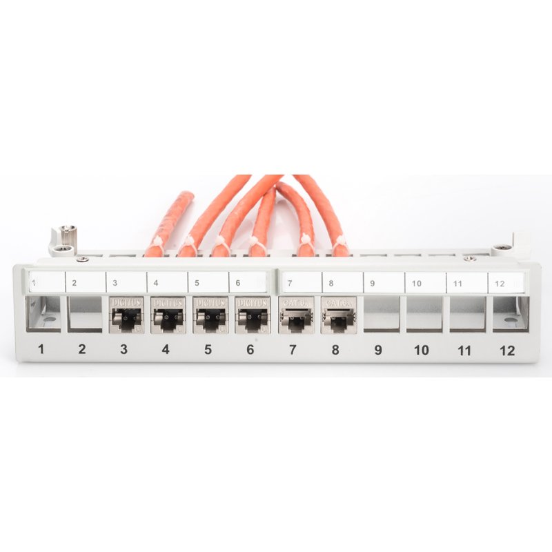 DIGITUS panneau de connexion modulaire de bureau, blindé, 12 ports, gris clair