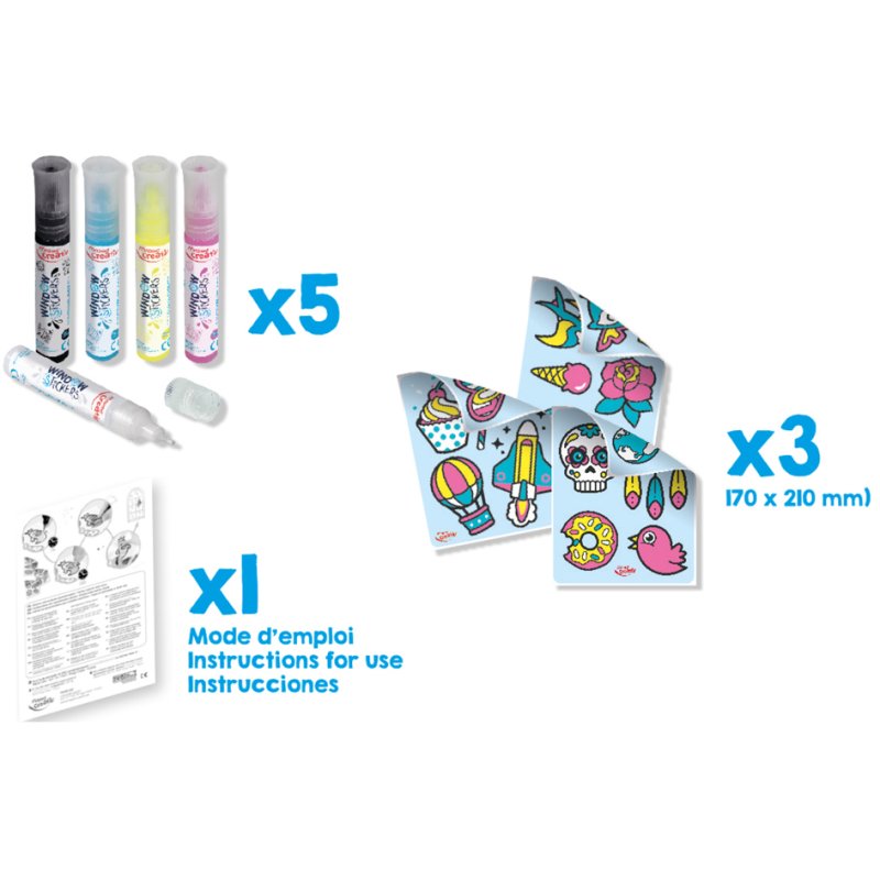 Maped window sticker colouring set, 5 pens, 30 motifs, from 5 years