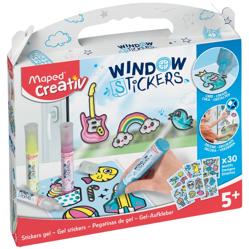 Maped window sticker colouring set, 5 pens, 30 motifs, from 5 years