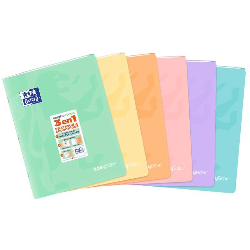 Oxford EasyBOOK Bloc-notes Pastel, 240 × 320 mm, couleurs pastel, 96 pages