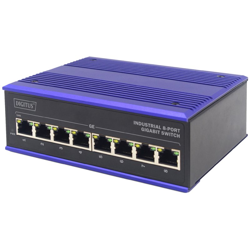 DIGITUS industrial gigabit switch, 8 ports, unmanaged