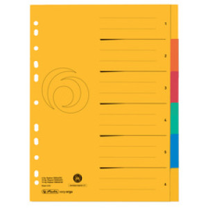 herlitz tabbladen A4, 12-delig, 5 kleuren, Manila karton