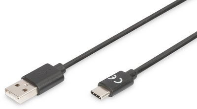 DIGITUS USB 2.0 kabel USB-C naar USB-A, zwart, 1,0 m