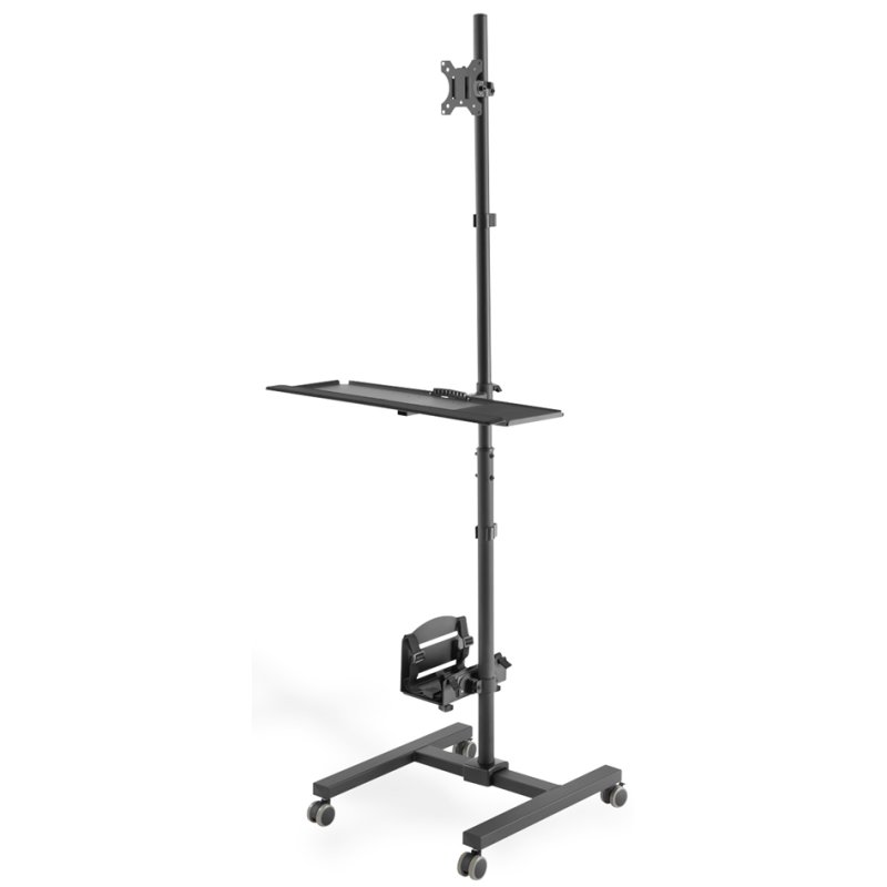 DIGITUS mobiele werkplek workstation, hoogteverstelling 17-32 inch, VESA-bevestiging, zwart