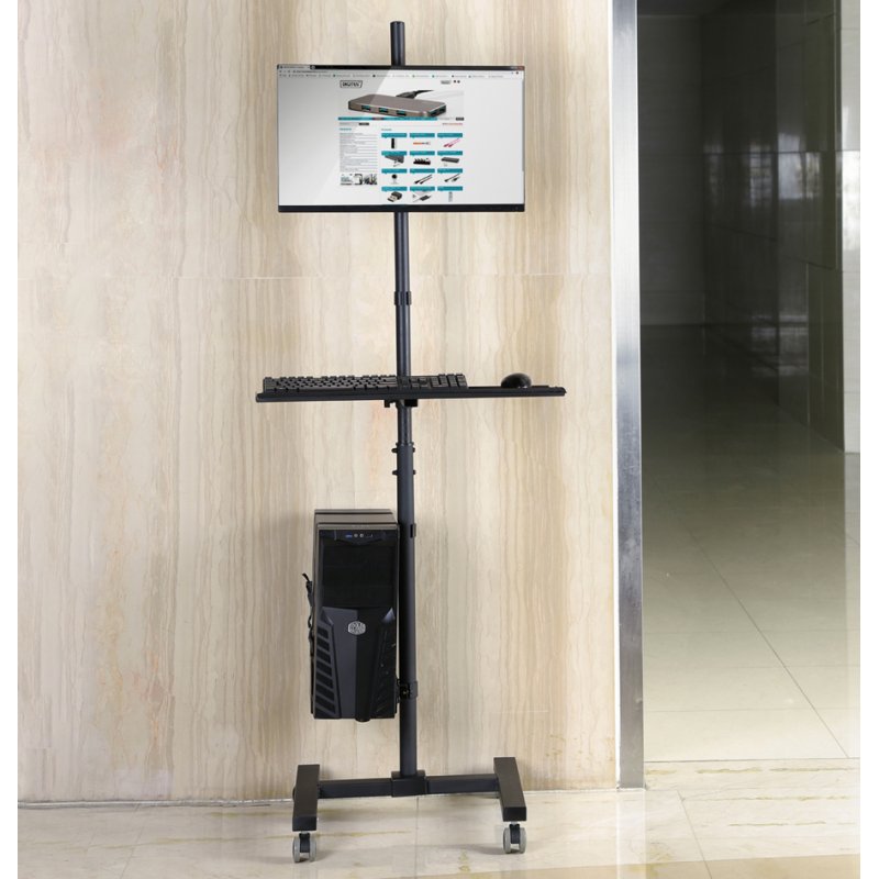 DIGITUS mobiele werkplek workstation, hoogteverstelling 17-32 inch, VESA-bevestiging, zwart