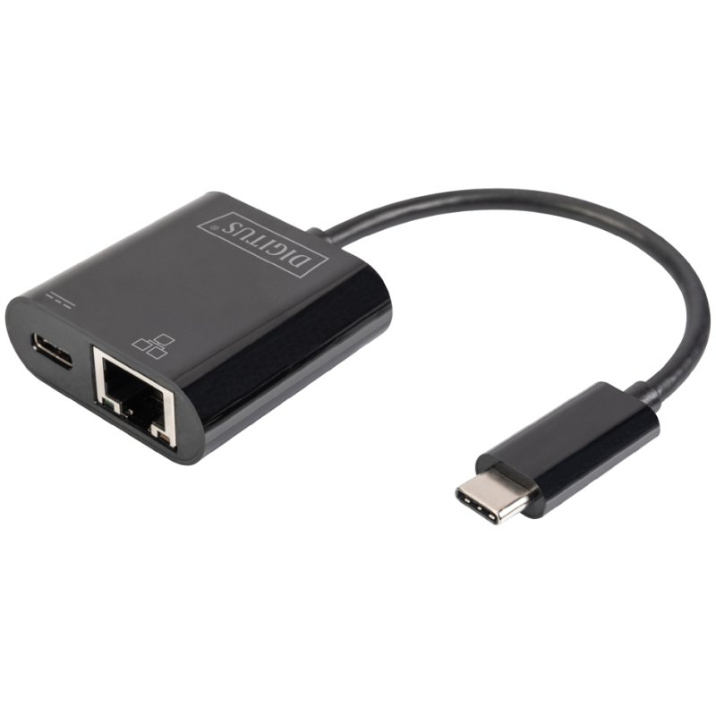 DIGITUS USB-C Gigabit Ethernet adapter, Power Delivery, RJ45, 1000 Mbps