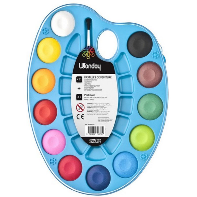 Wonday palette de peinture, 12 couleurs, plastique, 30 mm diamètre