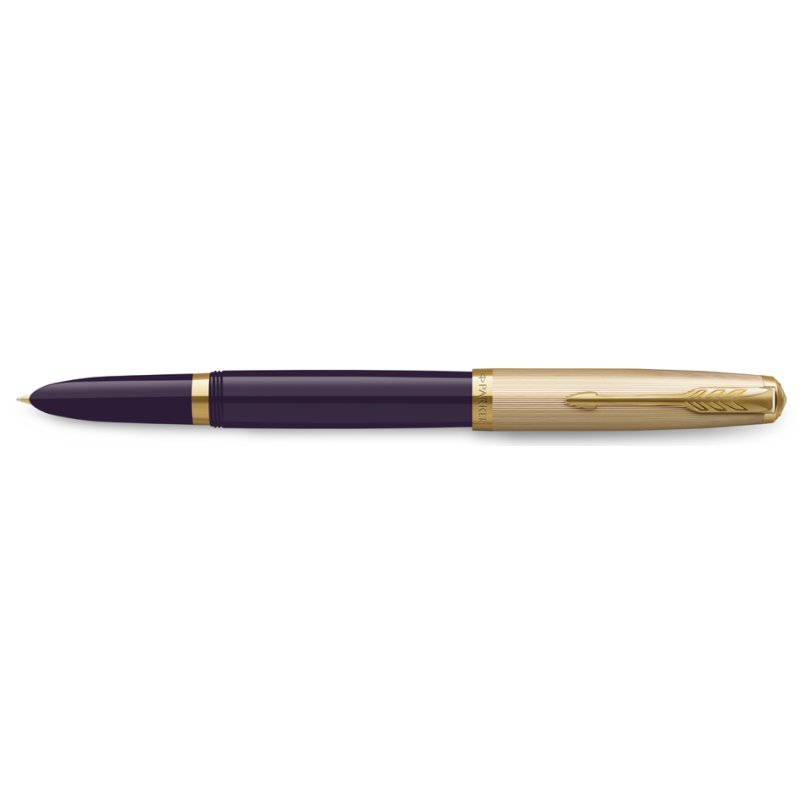 PARKER 51 fountain pen, violet/gold, solid 18K gold