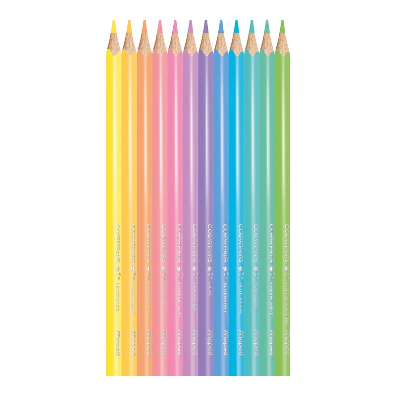 Maped kleurpotloden COLOR'PEPS Pastel, driehoekig, pastelkleuren, 12 stuks