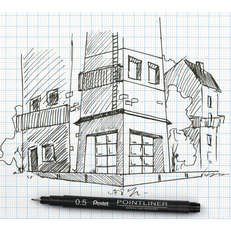 Pentel PentelArts fineliner permanent, black, 5 pieces