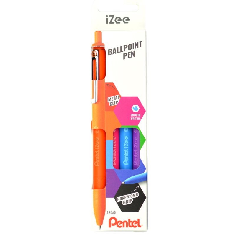 Pentel stylo à bille rétractable iZee, couleurs tendance, 0,3 mm, 4 pièces