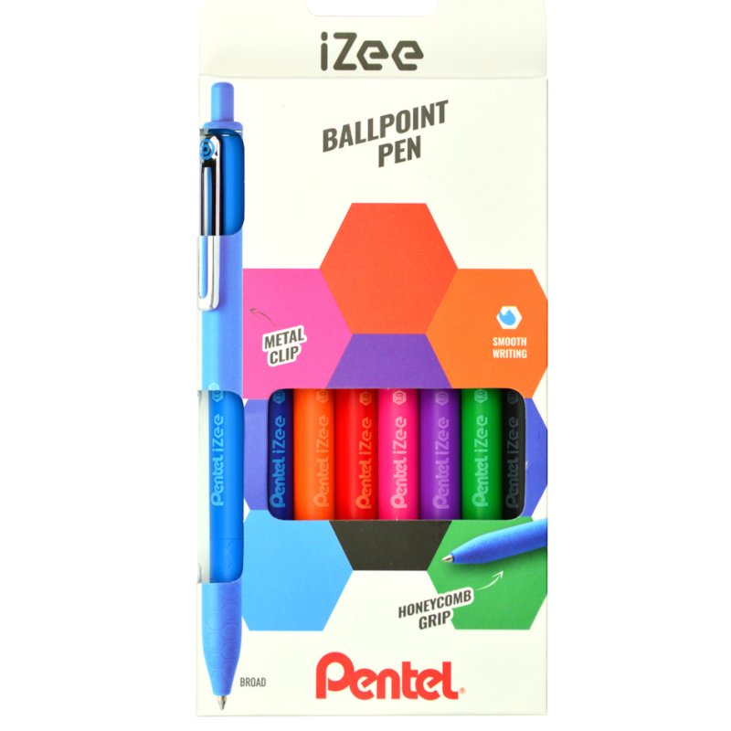 Pentel stylo à bille rétractable iZee, couleurs tendance, 0,3 mm, 4 pièces