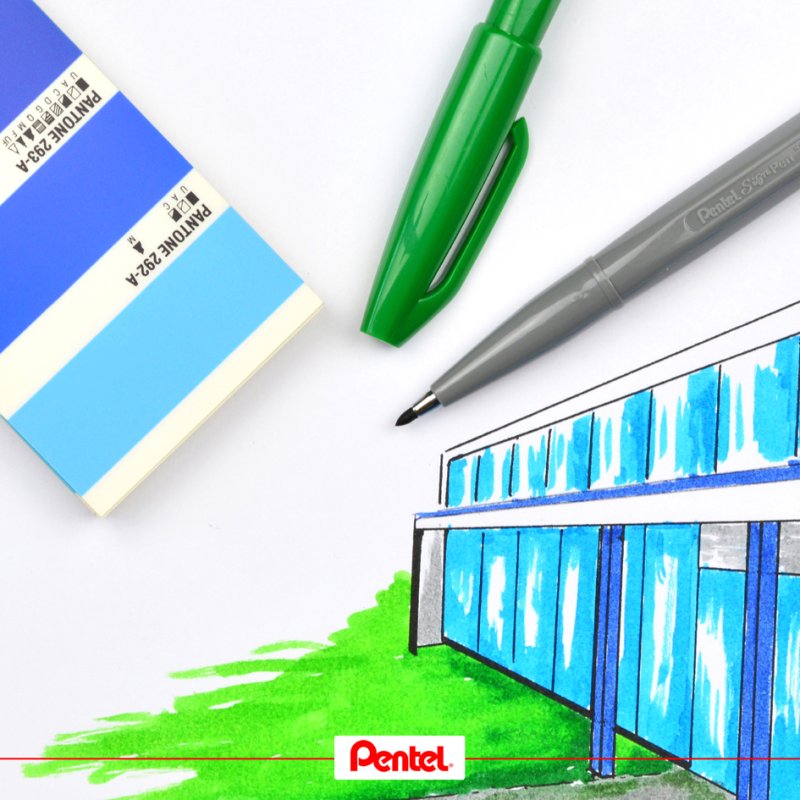 Pentel Sign Pen felt-tip pens, 4 colours, 0.8 mm, pack of 4