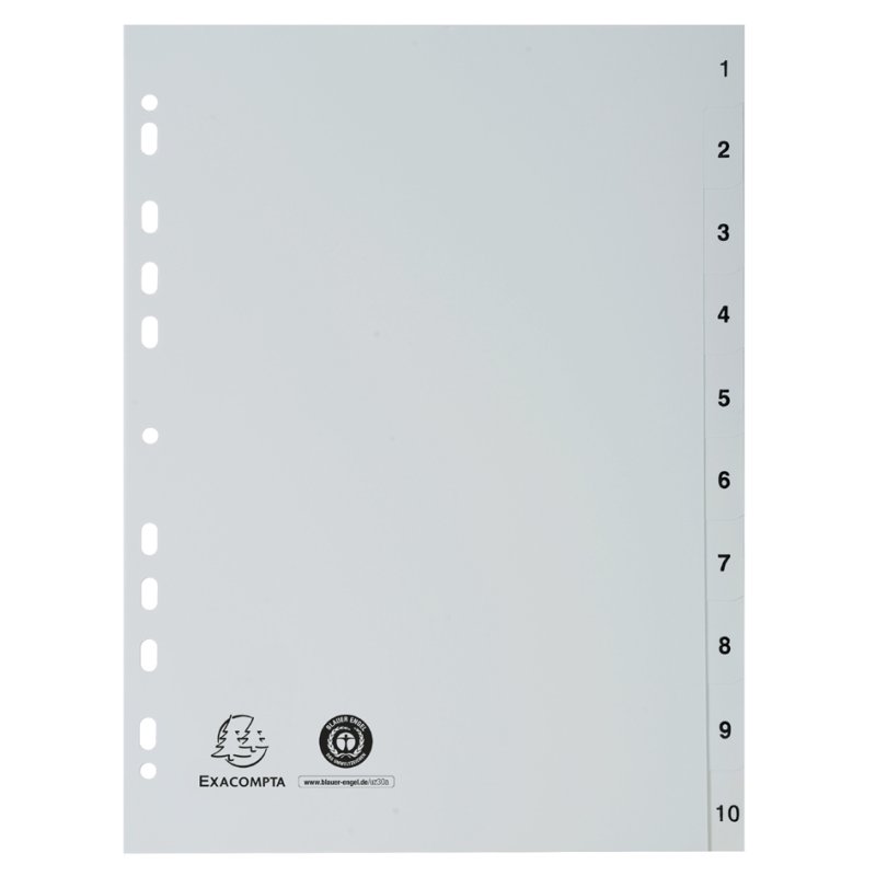 EXACOMPTA tabbladen cijfers A4, 15-delig, gerecycled kunststof, grijs