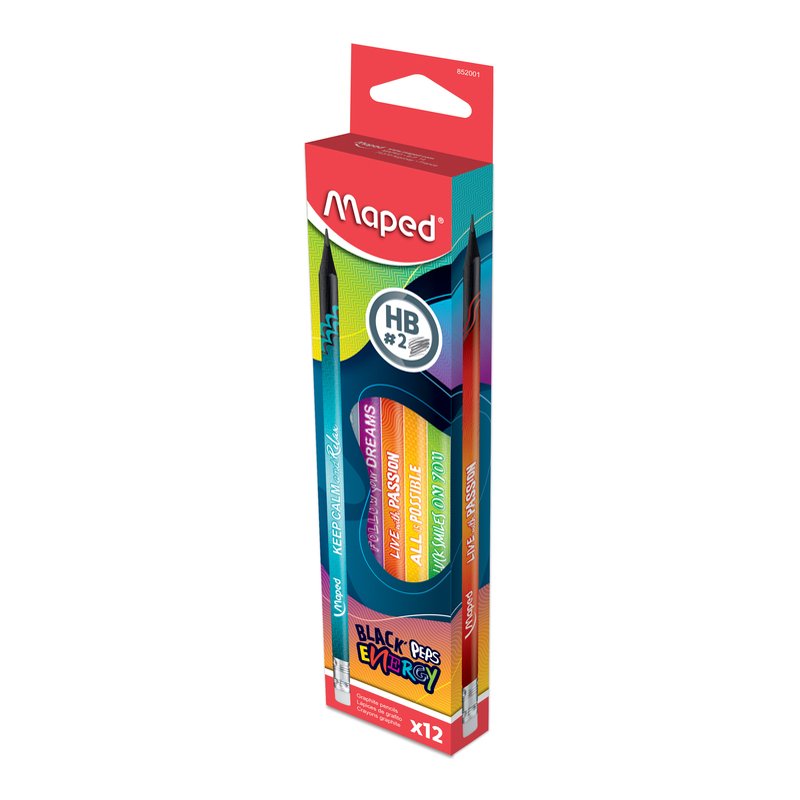 Maped potlood PEPS ENERGY, HB, driehoekig, 12 stuks