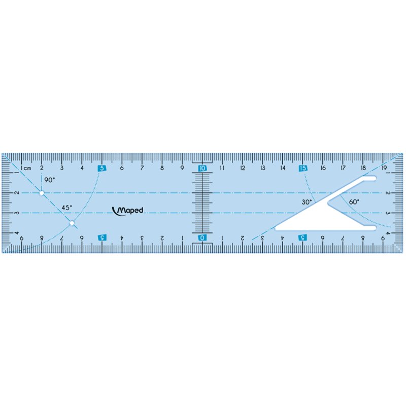 Maped règle graduée, 20 cm, bleu transparent, incassable