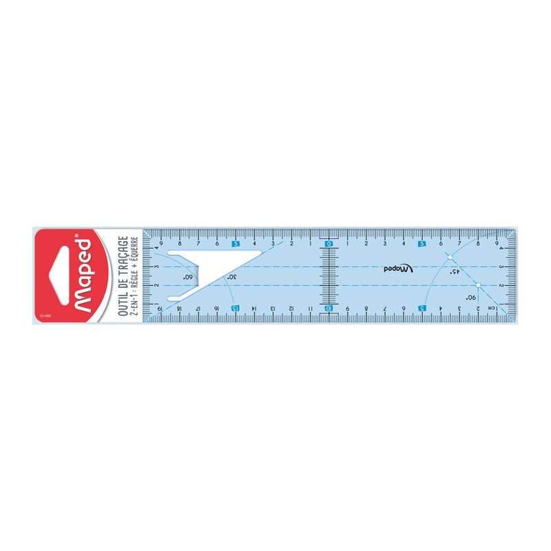 Maped règle graduée, 20 cm, bleu transparent, incassable