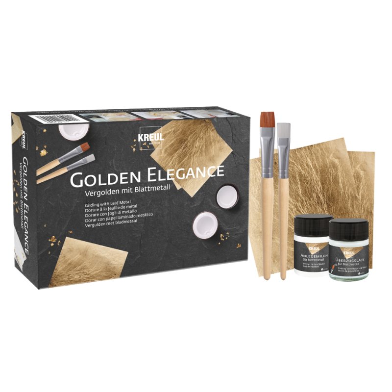 KREUL verguldingsset Golden Elegance, bladgoud, 6 vellen 140×140 mm