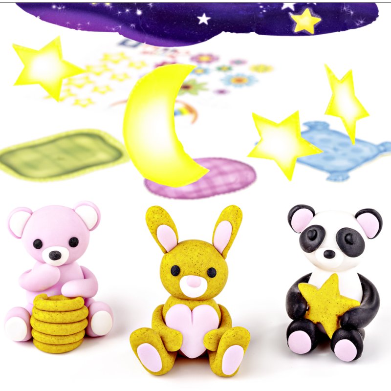 FIMO Kids boetseerklei set Dreamy Pets, ofenhardend, 4×42 g, wit/roze/glitter goud/zwart